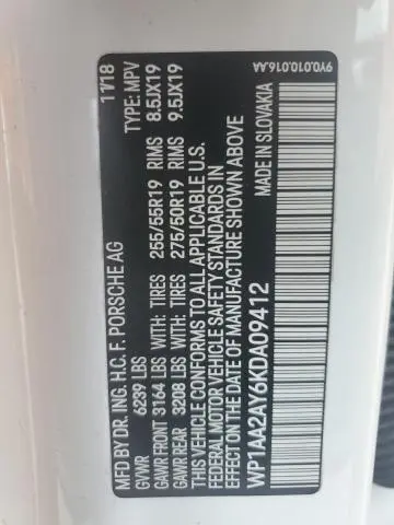 2019 PORSCHE CAYENNE   