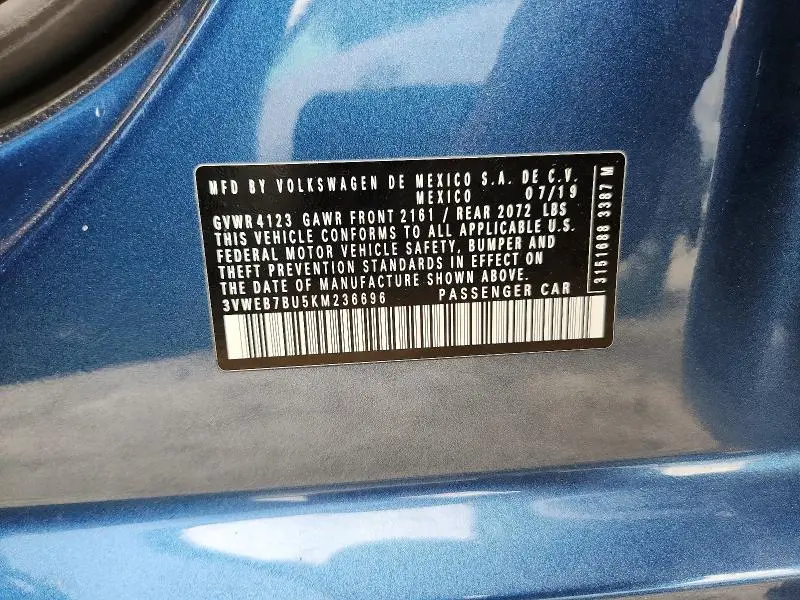 2019 VOLKSWAGEN JETTA SEL  