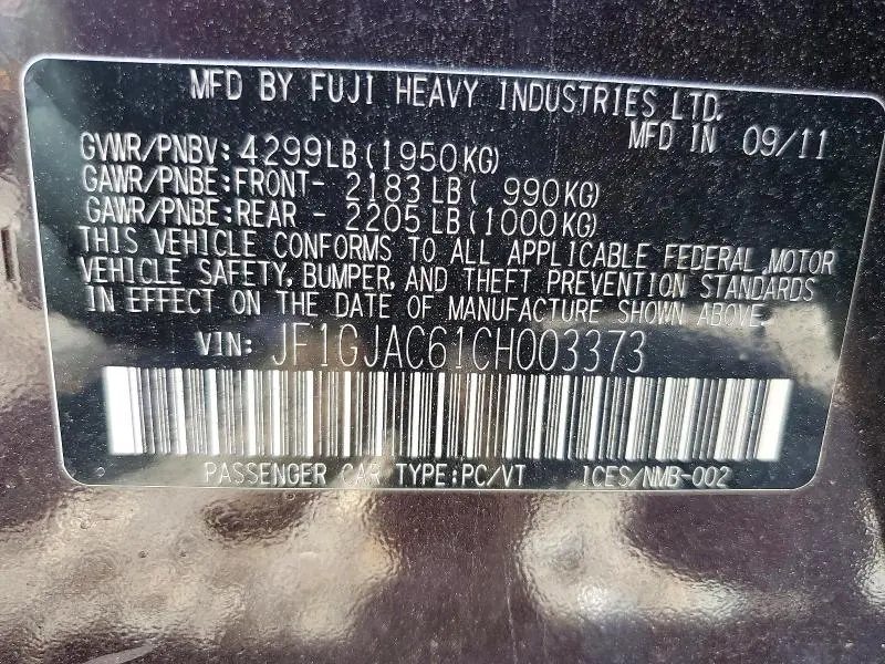 2012 SUBARU IMPREZA PREMIUM  