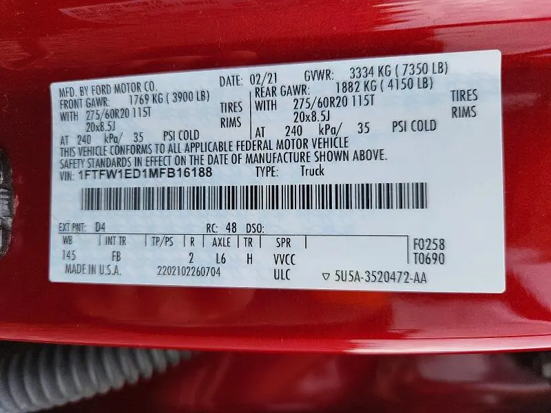2021 FORD F150 SUPERCREW  