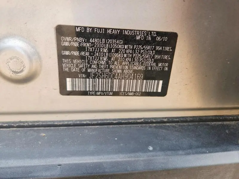 2010 SUBARU FORESTER 2.5X LIMITED  