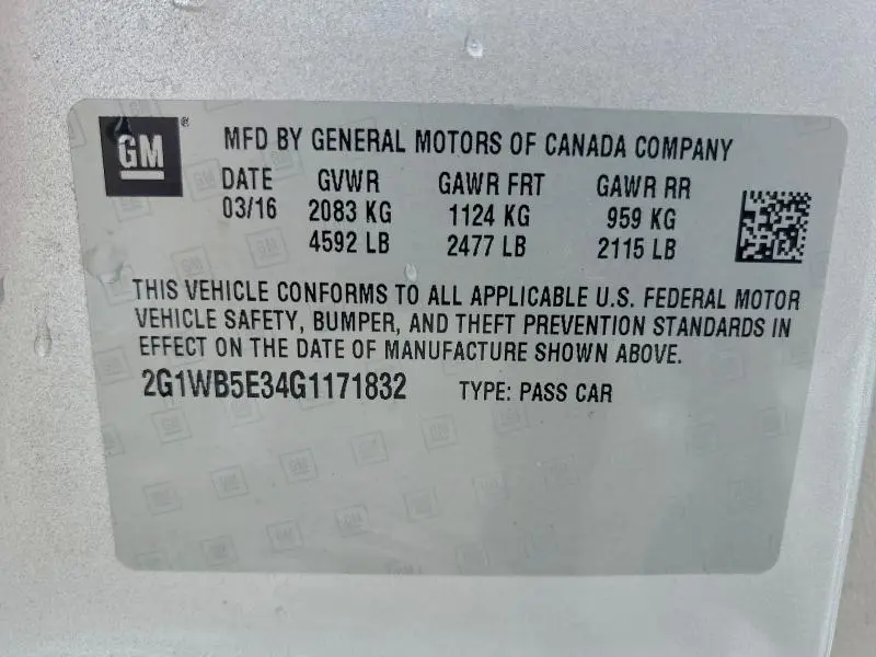 2016 CHEVROLET IMPALA LIMITED LT  