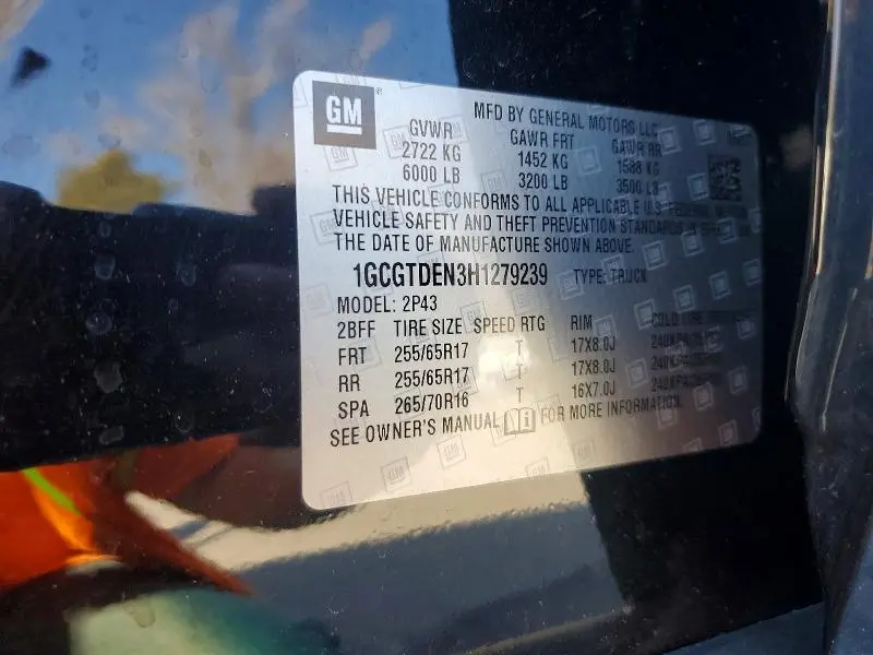 2017 CHEVROLET COLORADO Z71  