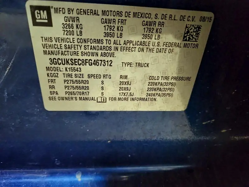 2015 CHEVROLET SILVERADO K1500 LTZ  