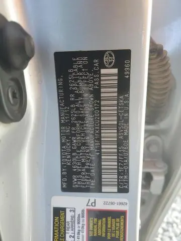 2012 TOYOTA CAMRY BASE  