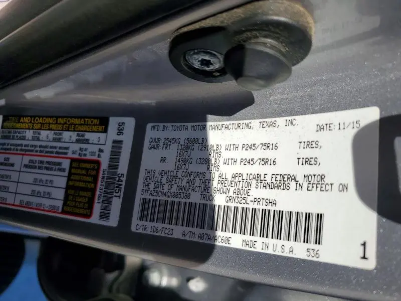 2016 TOYOTA TACOMA SR5 V6  