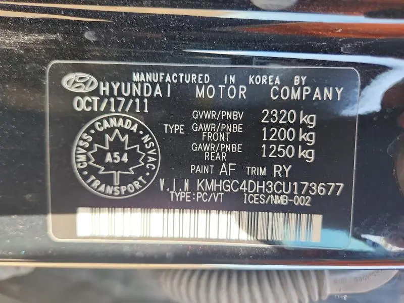 2012 HYUNDAI GENESIS 5.0L  
