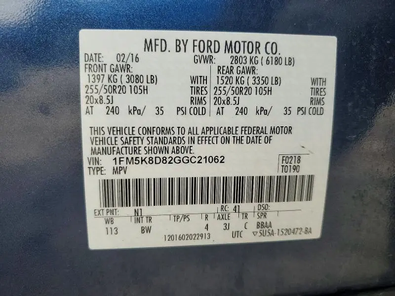 2016 FORD EXPLORER XLT  