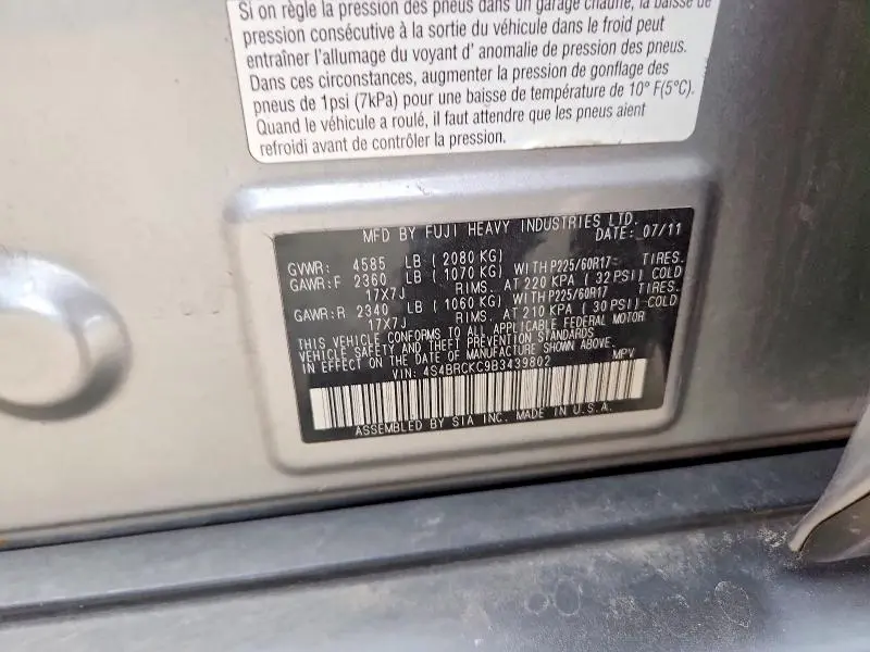 2011 SUBARU OUTBACK 2.5I LIMITED  