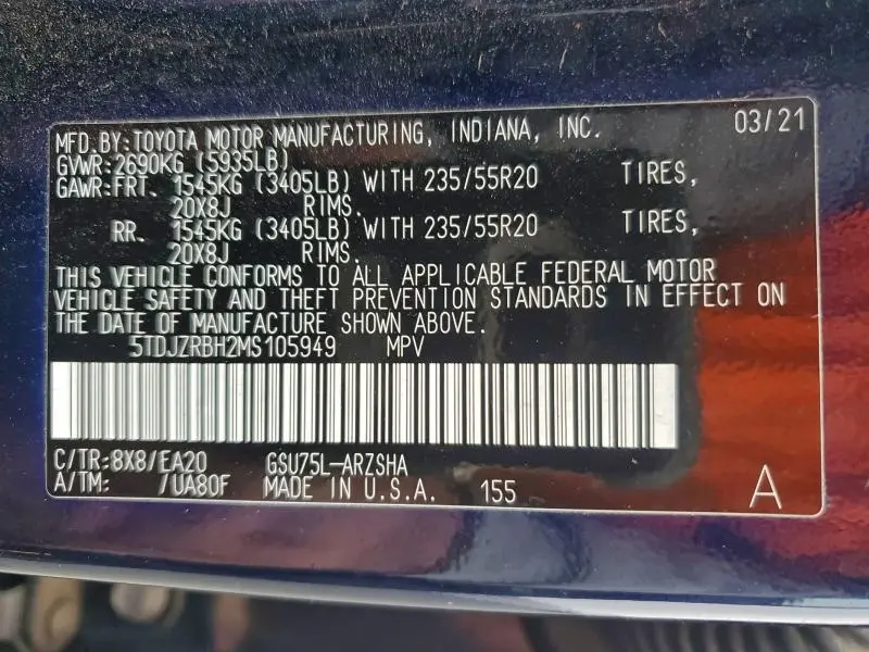 2021 TOYOTA HIGHLANDER XSE  