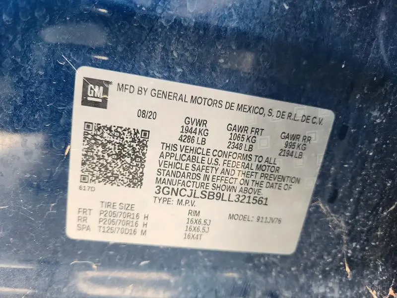 2020 CHEVROLET TRAX 1LT  