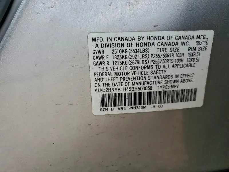 2011 ACURA ZDX TECHNOLOGY  