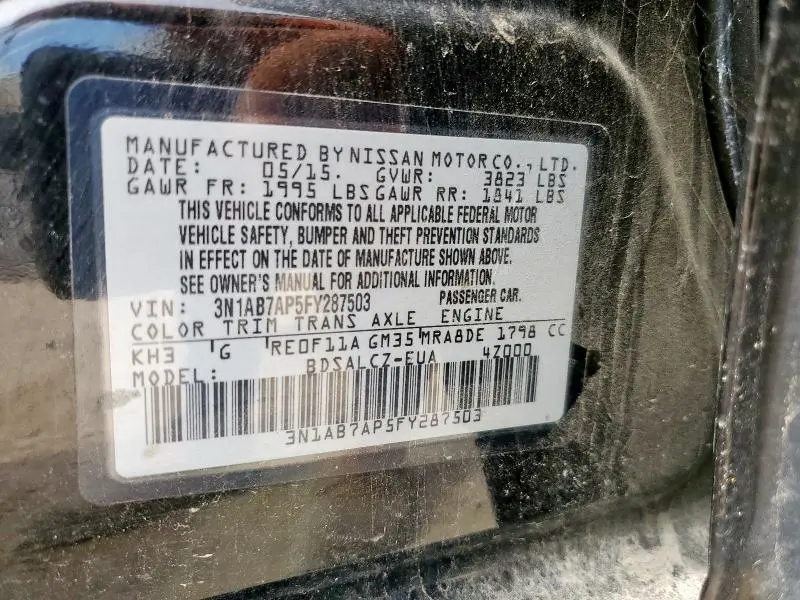 2015 NISSAN SENTRA S  