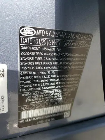 2020 LAND ROVER RANGE ROVER P525 HSE  