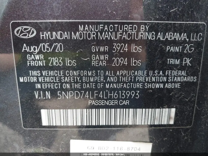 2020 HYUNDAI ELANTRA SE