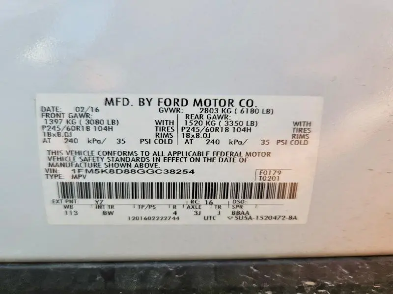 2016 FORD EXPLORER XLT  