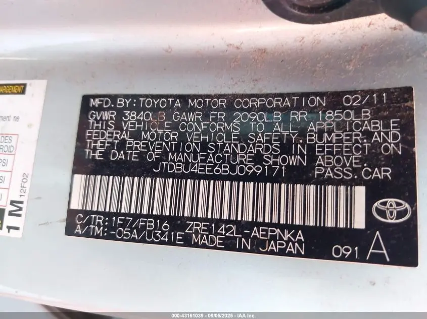 2011 TOYOTA COROLLA LE