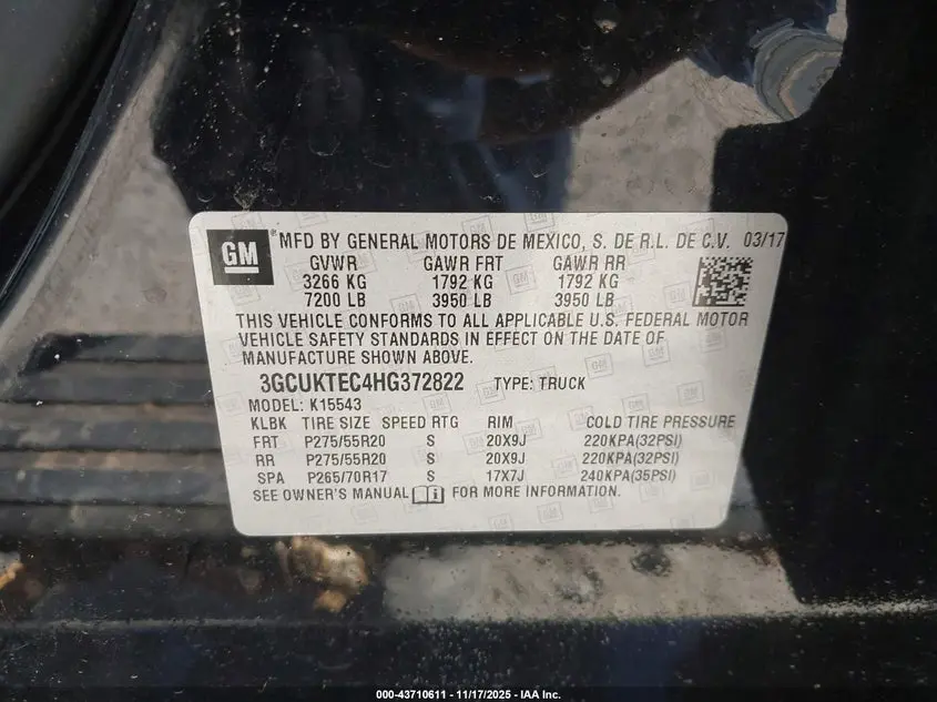 2017 CHEVROLET SILVERADO 1500 HIGH COUNTRY