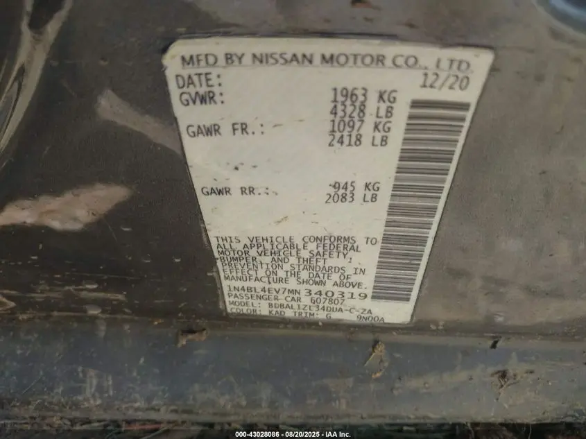 2021 NISSAN ALTIMA SL FWD