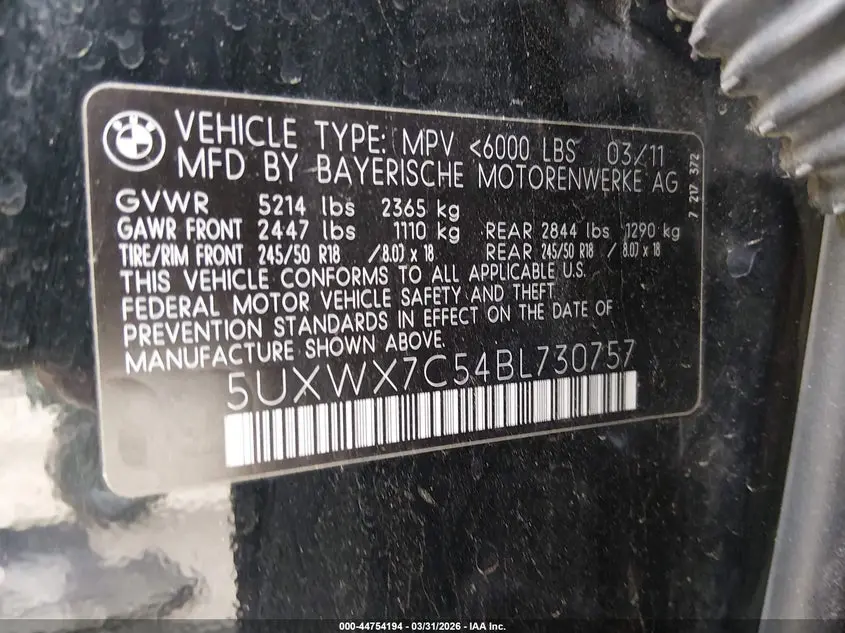 2011 BMW X3 XDRIVE35I