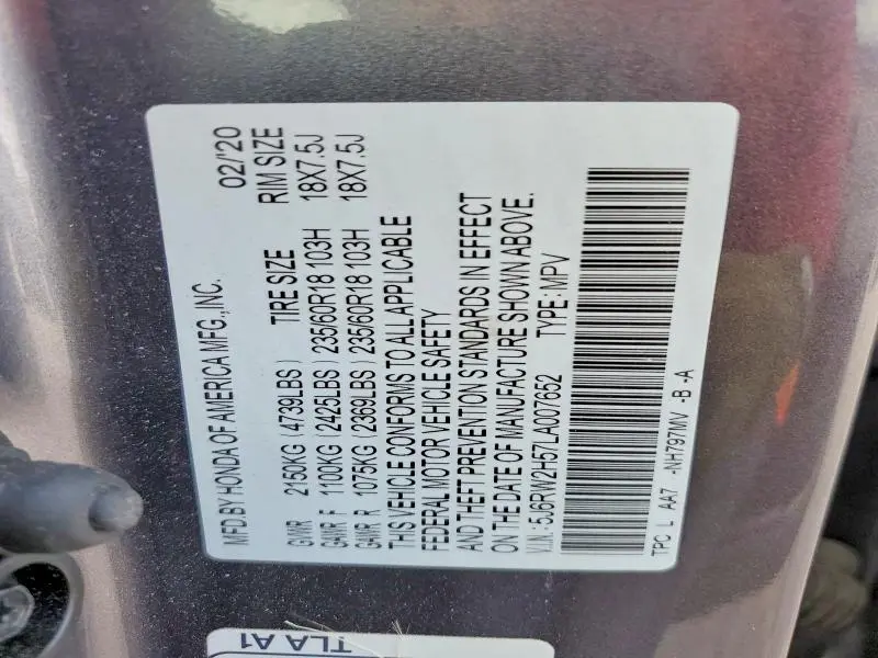 2020 HONDA CR-V EX  