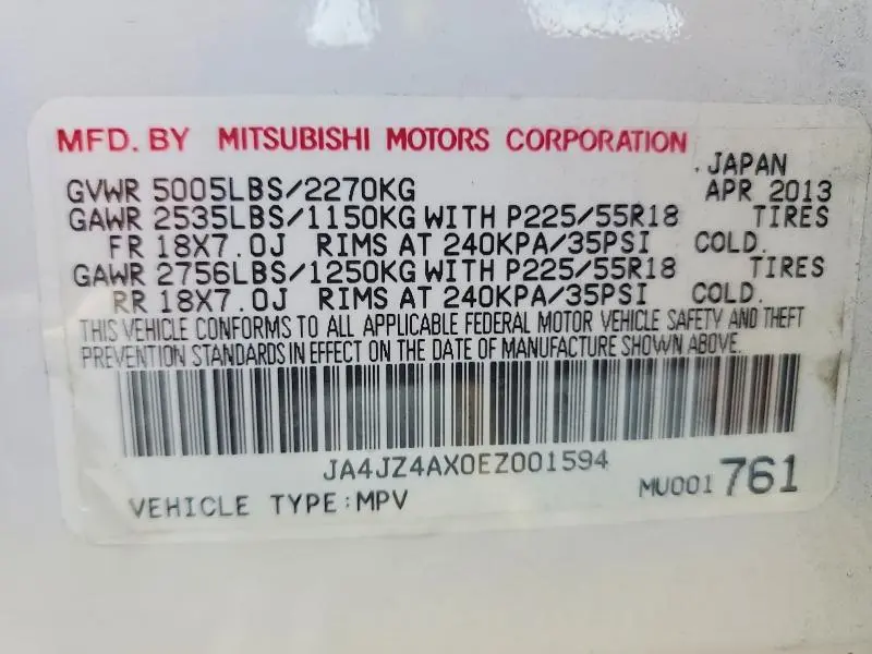 2014 MITSUBISHI OUTLANDER GT  
