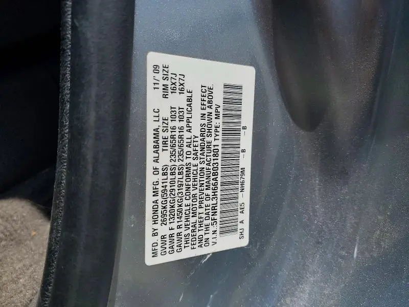2010 HONDA ODYSSEY EXL  