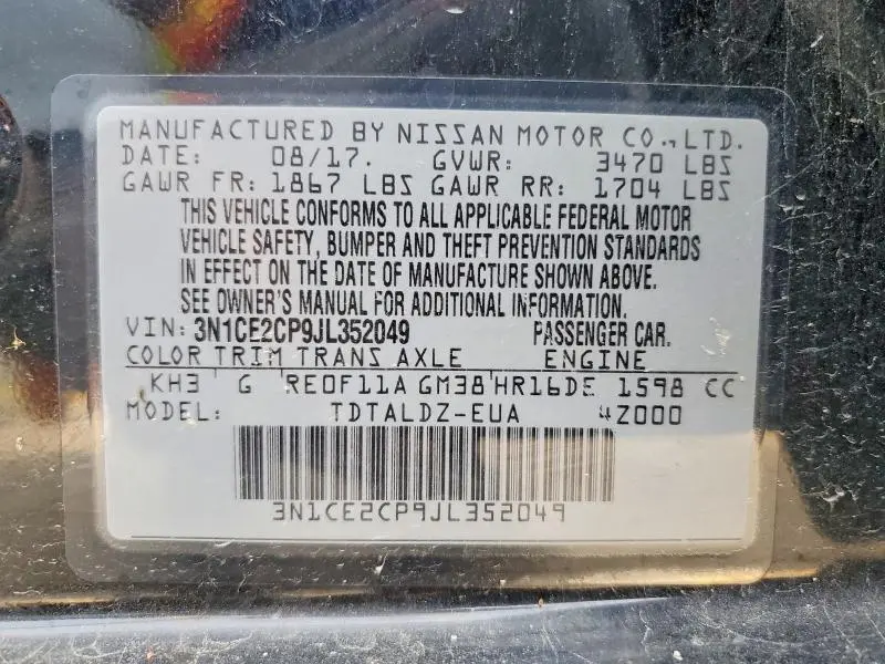 2018 NISSAN VERSA NOTE SV  