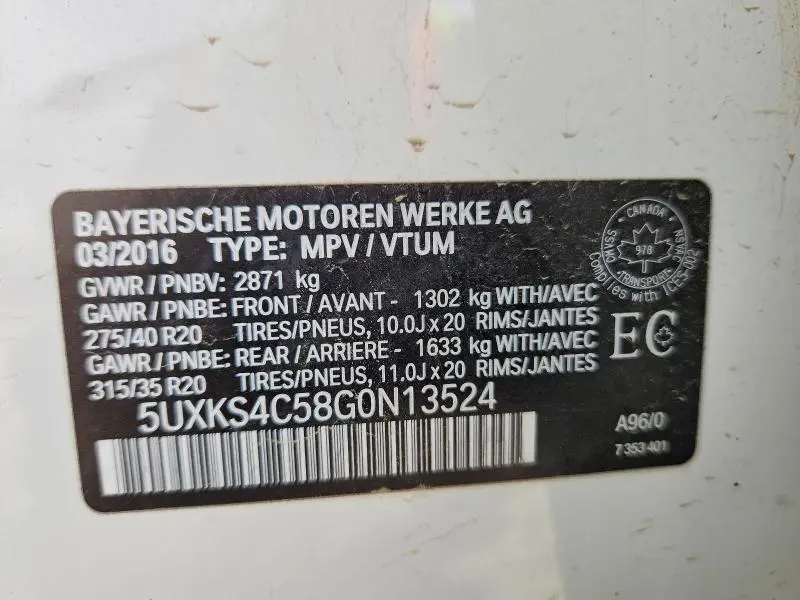 2016 BMW X5 XDRIVE35D  