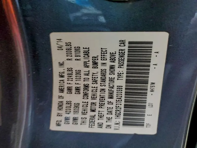 2014 HONDA ACCORD LX  