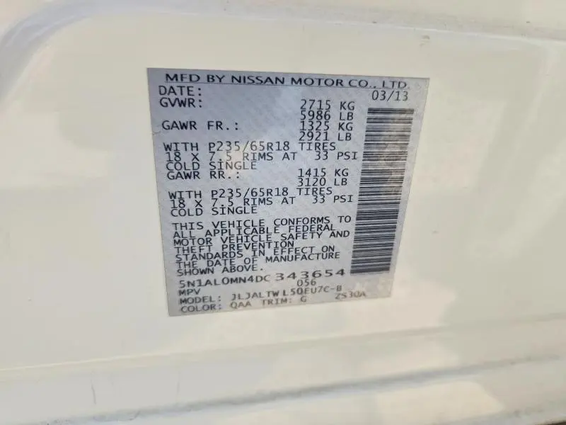 2013 INFINITI JX35 BASE  