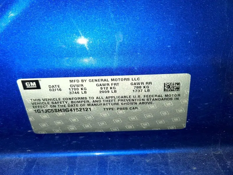 2016 CHEVROLET SONIC LT  