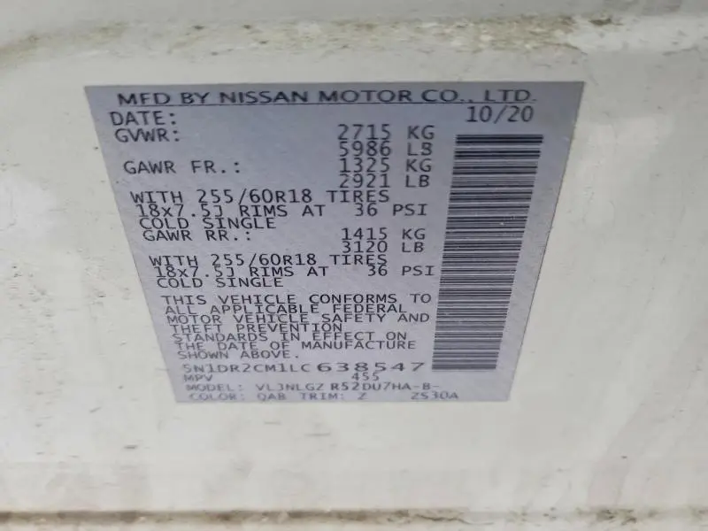 2020 NISSAN PATHFINDER SL  