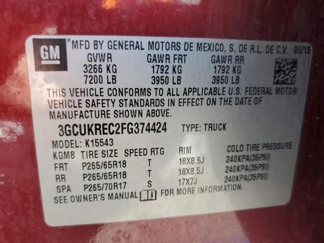 2015 CHEVROLET SILVERADO K1500 LT