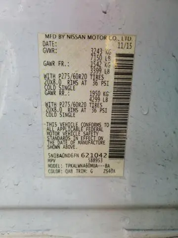 2015 NISSAN ARMADA SV  