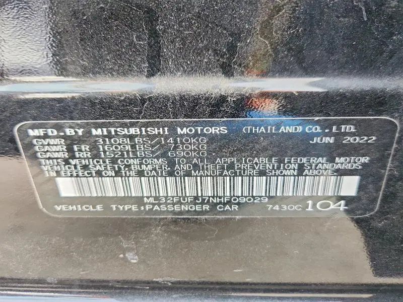 2022 MITSUBISHI MIRAGE G4 ES  