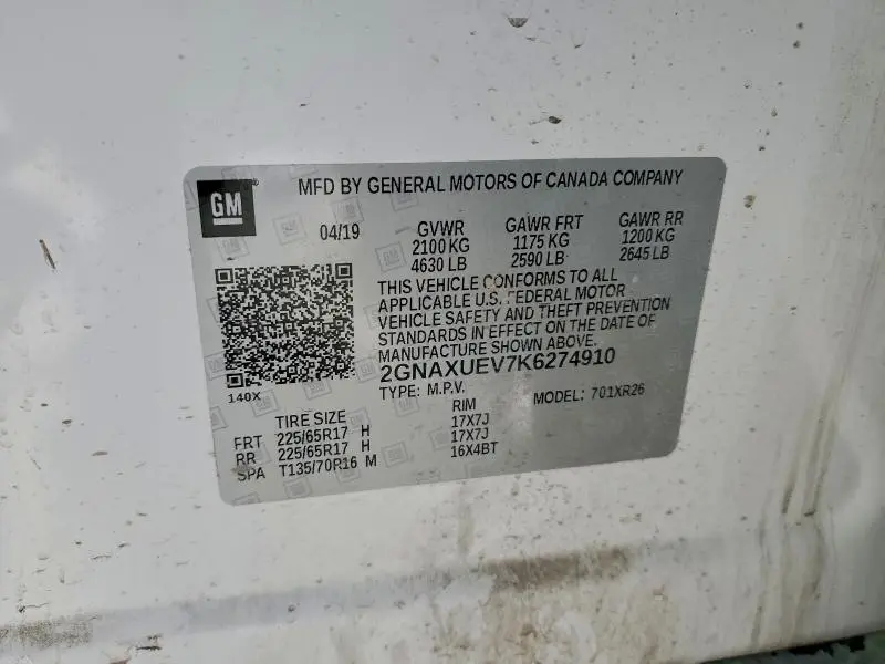 2019 CHEVROLET EQUINOX LT  