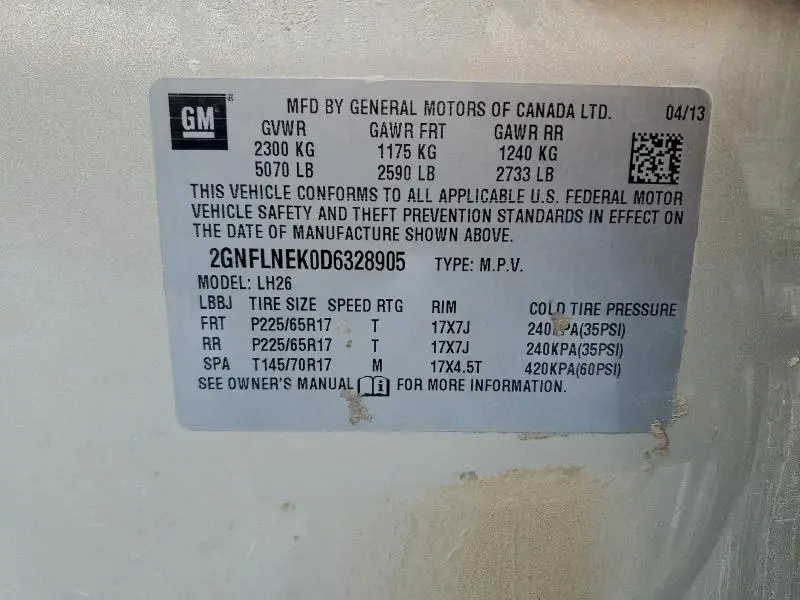 2013 CHEVROLET EQUINOX LT  