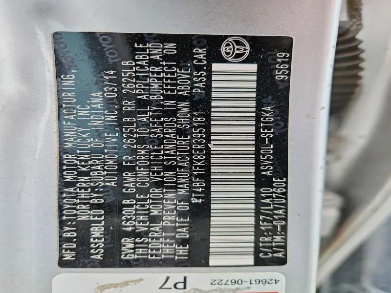 2014 TOYOTA CAMRY   