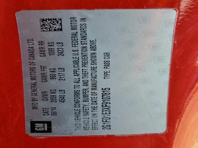 2015 CHEVROLET CAMARO LT  