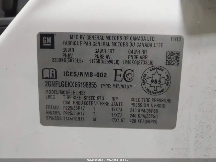 2014 CHEVROLET EQUINOX 2LT