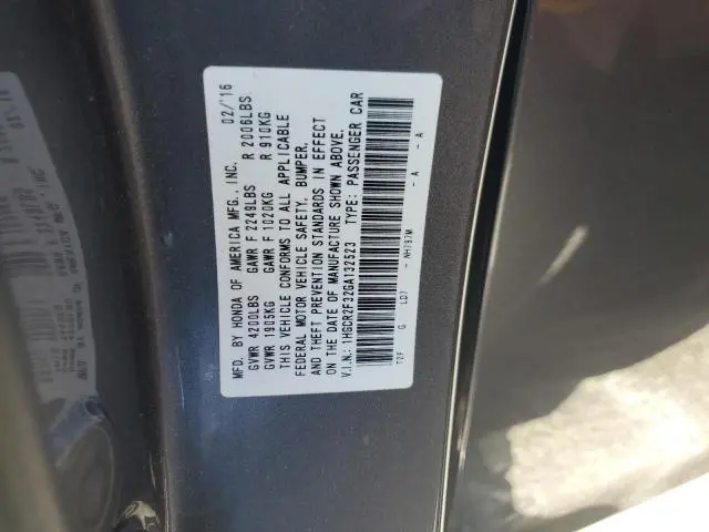 2016 HONDA ACCORD LX