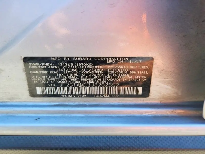 2018 SUBARU CROSSTREK LIMITED  