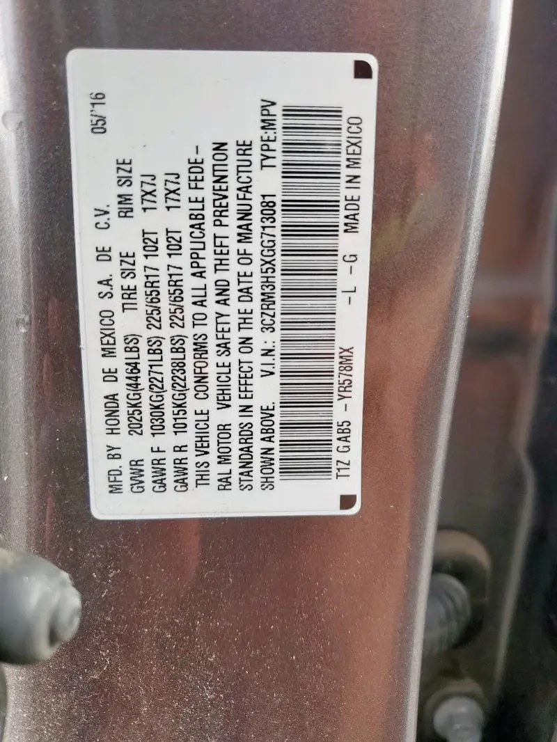 2016 HONDA CR-V EX  