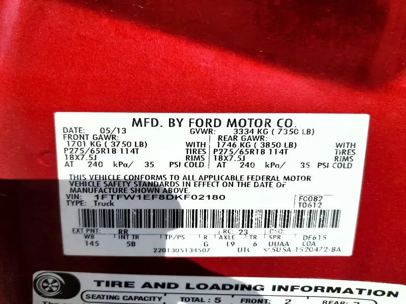 2013 FORD F150 SUPERCREW  