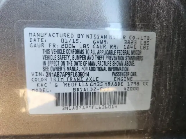 2015 NISSAN SENTRA S  