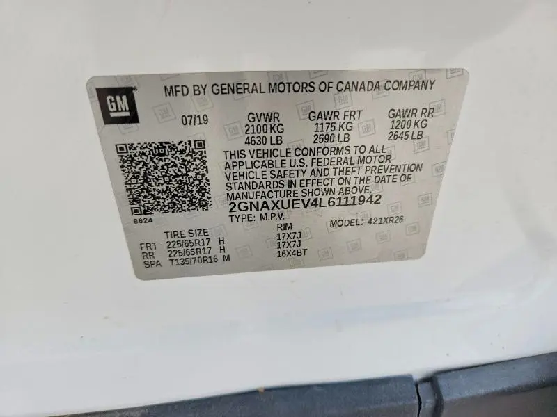 2020 CHEVROLET EQUINOX LT  