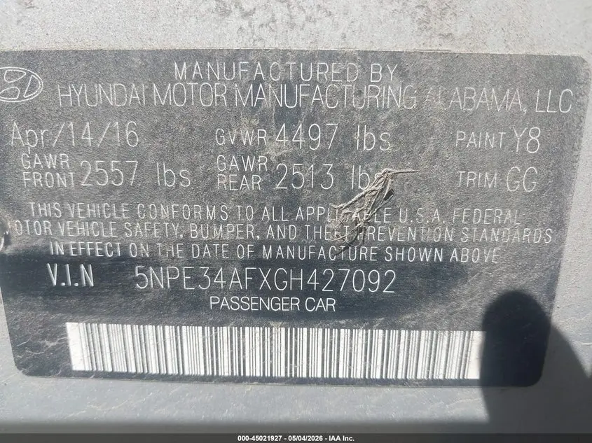 2016 HYUNDAI SONATA LIMITED