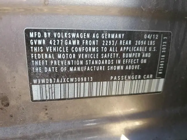 2012 VOLKSWAGEN GOLF   