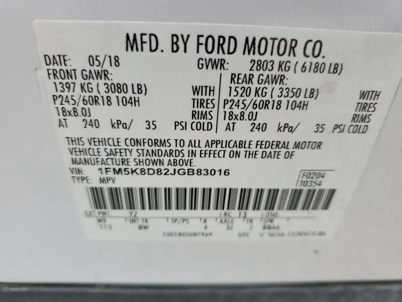 2018 FORD EXPLORER XLT  